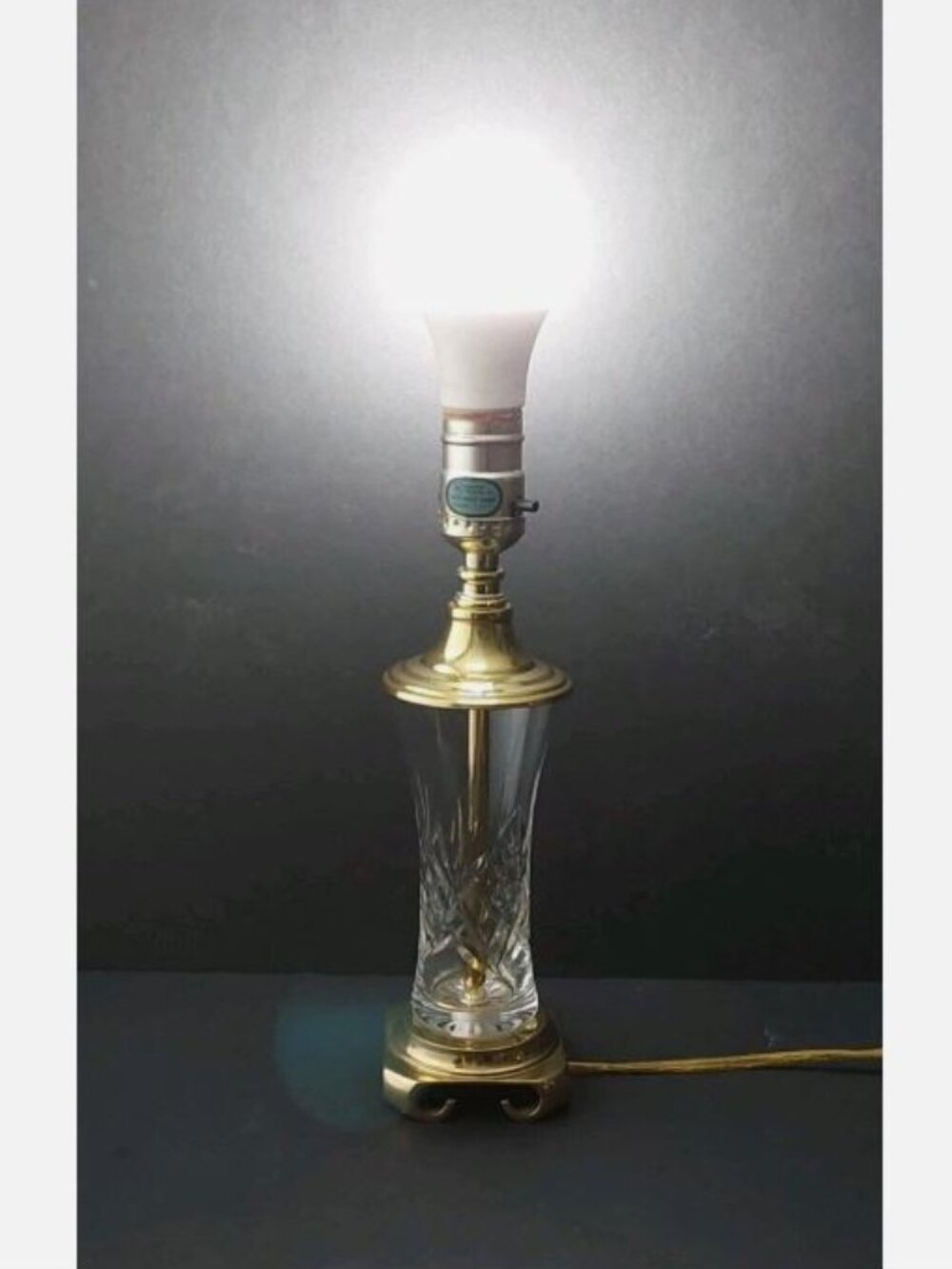 Vintage WATERFORD Crystal Glass & Brass Table Lamp